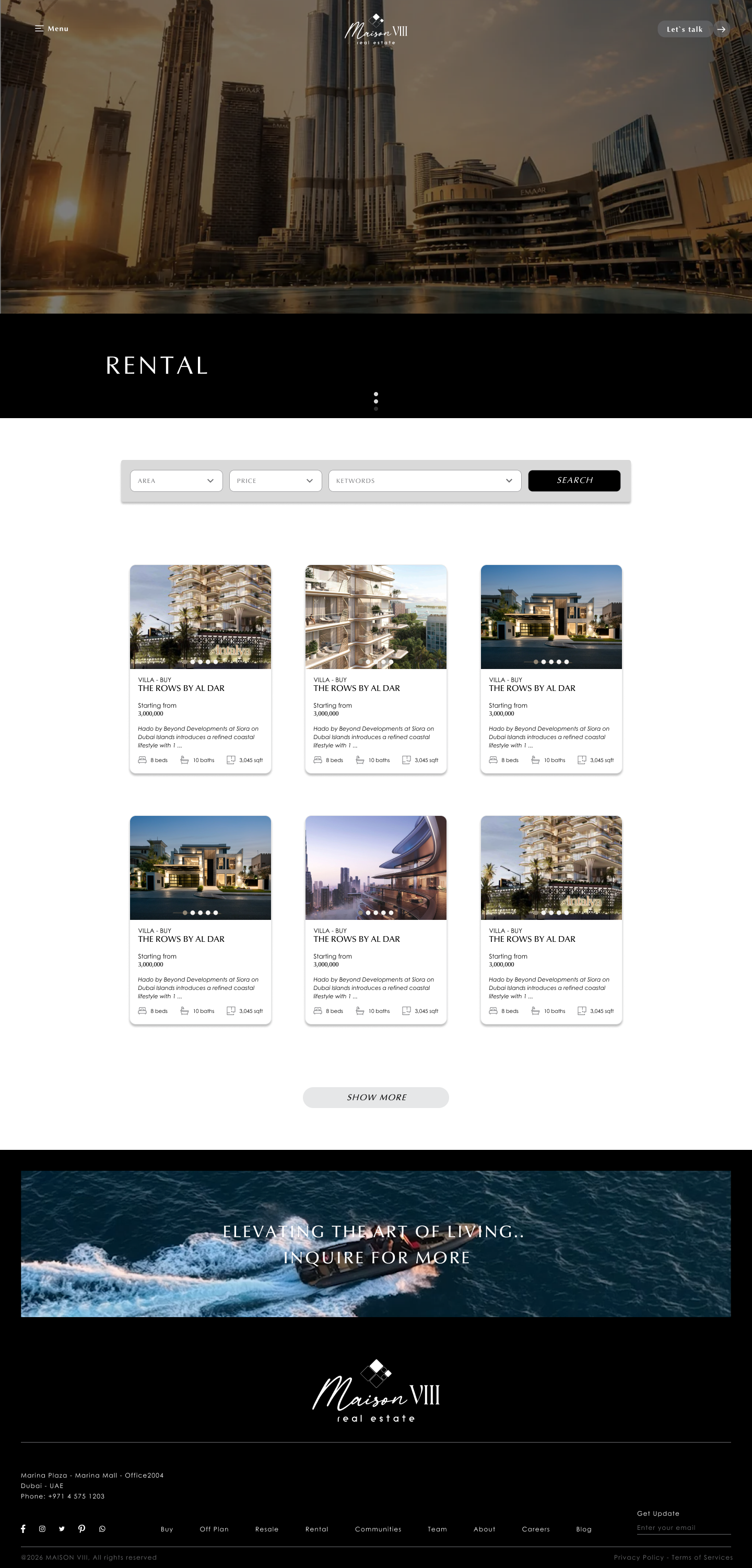 Maison VIII Rental page